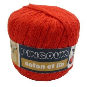 Pingouin Cotton Linen Yarn 50g 150 Yards Bright Orange Vintage Retired